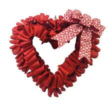 Valentines Day Wreath Decor, Heart Shaped Wreath With Red And Bow, Valentines Wreaths For Front Door For Home Indoors Decorations - Red and White - View 2