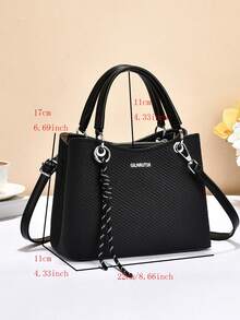 Geantă de mână minimalistă cu dungi, geantă tote la modă cu capacitate mare, geantă de umăr, geantă crossbody, pentru călătorii, cumpărături, geantă de mână elegantă nouă pentru femei cu pandantiv, geantă de umăr/crossbody de lux versatilă, casual, de mare capacitate