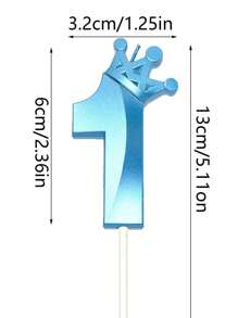 1入組歌劇皇冠生日蠟燭，藍色年齡數字（0-9）生日派對蠟燭