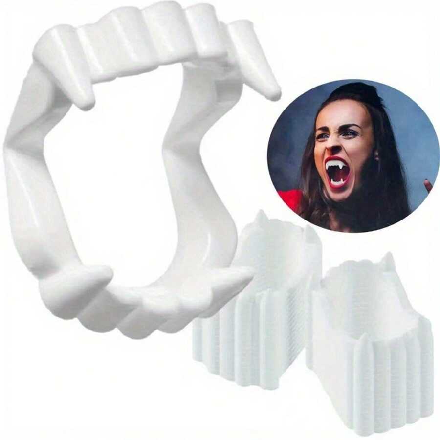 10pcs Set Halloween Party Costume: White Zombie And Vampire Teeth - Perfect Accessories And Decorations For Cost,Zombie Fangs, Dentures, Vampire Teeth, Party Favors And Gifts