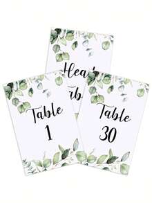 31 peças Números de Mesa de Casamento Dupla Face Dourados 1-25/30 com Número de Mesa Principal - Design de Eucalipto Verde, Adequado para Casamento, Aniversário e Decoração Central da Festa do Chá de Panela, Cartões Dupla Face de Eucalipto Verde Decoração Central da Festa para Casamento, Chá de Bebê, Aniversário, Chá de Panela (Dourado, Preto)