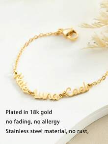 Customized Stainless Steel Gold Color Bracelet, Personalized Jewelry With Letter Name, Minimalist Fashion Accessory, Elegant Style, Birthday Gift, Holiday Gift, Anniversary Gift, Gift For Family, Yourself, Wedding Wear, Travel Outfit, Daily Matching, Jewelry & Watches, Season Picks, Utilitarian Chic, Delicate Romance, Look Glamour