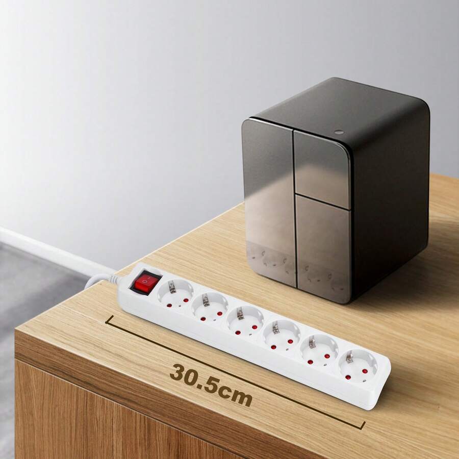 Aigostar Regleta alargador de 6 enchufes con cable de 3 metros e interruptor. Color Blanco - Enchufe EU Tipo F(220-240V) - Ver 1