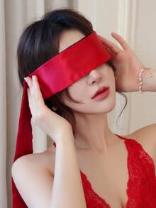 1 miếng bịt mắt bằng vải satin gợi cảm, mặt nạ ngủ có dây đeo mềm, băng đô buộc ruy băng bằng lụa bịt mắt, mặt nạ che nắng mịn màu đen và đỏ, phụ kiện băng đô, mặt nạ cặp đôi, phụ kiện gợi cảm - Nhiều màu - Xem 3