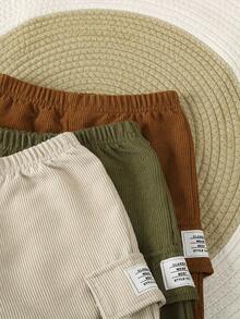 3 Stücke Cord Cargo Hosen im Lässig Stil - Bequeme Kinder Polyester Jogginghose, maschinenwaschbar, perfekt für Frühling, Herbst und Winter