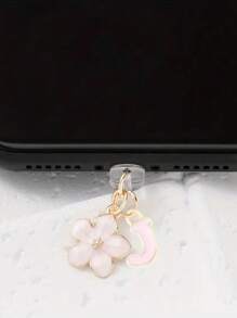 1 件时尚粉色花卉字母手机防尘塞，精致 A-Z 字母金属挂件，适合作为女性生日礼物，兼容 Lightning（5-14）/ Type-C 接口 - 粉色 - 查看 22