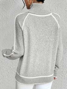 女士休闲高领宽松针织长袖毛衣，秋季服装