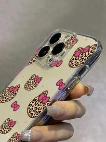 Sanrio 1 pieza Funda protectora de teléfono con diseño de estampado de leopardo y lazo rosa de Hello Kitty, adecuada como regalo para novia, hermana, amiga, tía, mamá, parejas, cumpleaños, compatible con iPhone 17/16/15/14/13/12/11/Pro/ProMax/X/XR/XS/XSMAX/7/8/PLUS y modelos