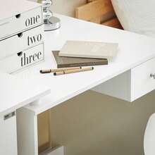 SoBuy Mesa de Escritorio, Mesa de Ordenador con un cajón y 4 estantes,Color Blanco, L 101 x H 76 cm,FWT35-W,ES Mesa Escritorio Silla de Oficina Muebles de Oficina en Casa, Mobiliario de estudio Blanco estilo nórdico, estilo sencillo 101x60x76 cm - Blanco - Ver 10