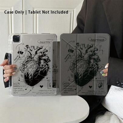 解剖学心脏图案保护套 - 医学爱好者和艺术爱好者的理想之选，医学主题平板电脑配件，带笔槽的保护套，兼容 iPad 10.9/10.2/Air 第五代/Pro 11/第十代/9.7/Air 2/iPad（第七代）/iPad（第八代）/iPad Air 4/5/iPad Pro 11/iPad 第十代 10.9 英寸（2022 年款）智能保护套/iPad Air 13（M3 2025 年款）/iPad Air 11