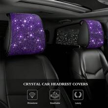 2-Piece Shiny Car Headrest Covers. Suitable For Both Women And Girls. Made Of Durable Stone Material. Compatible With Most Cars. - 2 顆紫色鑽石 - 查看 2
