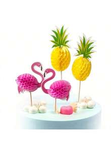 50pcs 3D Flamingo & Pineapple Fruit Cake Toppers, Party Cake Decorations, Cocktail Picks For Bar, Party, Cake - Multicolor - View 3