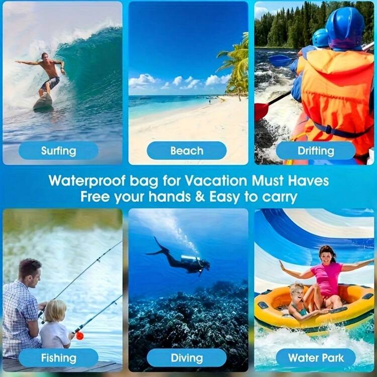 1 Piece/Large Floating Waterproof Phone Bag, Can Hold All Your Phones, Suitable For Surfing, Tubing Trips, Beaches, Boating, Fishing, Swimming, Kayaking, Snorkeling, Cruising, Water Parks And Other Vacation Travel Essential Accessories, Suitable For Couples - 黑色 - 查看 8
