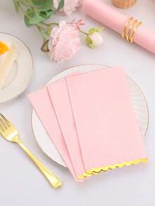 20 件粉色一次性纸巾 33*40 厘米/15.7*13 英寸，粉色铝箔派对餐巾，高品质铝箔餐巾，适用于生日、婚礼、新娘送礼会 - 粉色 - 查看 4