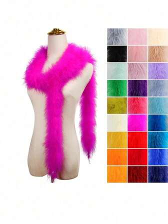 1PC Man-Made Colorful Feather Boas 6.6ft Feather Boa For Women For Dancing Wedding Party Halloween,Stage Decoration Holiday Party Headwear Accessories Clothing Accessories, ,Scarf Decoration, Suitable For Birthday Party, Halloween, Christmas, Horse Racing, Tea Party, New Year's Eve, Concert And Home Decor, Dance Wedding, Stage Performance, Carnival Costume And Accessories, Party Supplies,Ideal Choice For Gifts