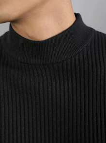Turtleneck Pullover Vertical Ribbed Ribbed Knit Sweater