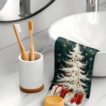 1set/1pc/2pcs Christmas Tree Printed Kitchen Towels And Dishcloths, Suitable For Interior Decoration In Restaurants, Kitchens And Bathrooms, Party Decoration, Holiday Gifts, And Can Also Be Given As Christmas Presents