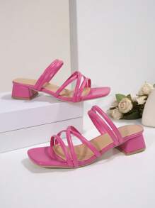 2025夏季新款二合一法式优雅女士凉鞋，女士新款夏季粗跟细带别致系带高跟鞋