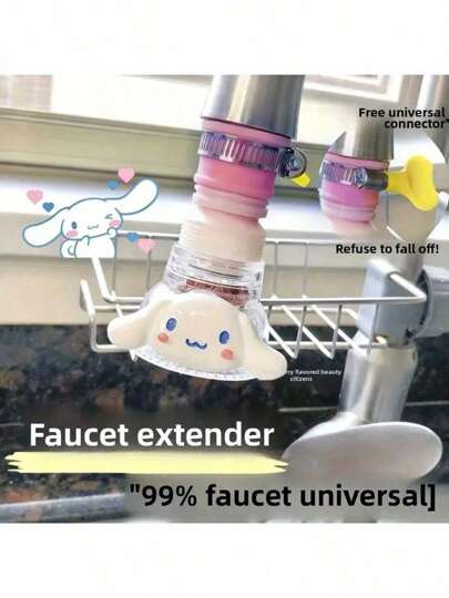 Sanrio [Rallonge de robinet mignonne] Rallonge de robinet avec protection anti-éclaboussures en forme d'animal de dessin animé, mignonne et durable. Convient aux robinets US/UE, avec des designs en forme de lapin et de cœur. Pour éviers de cuisine, dortoirs, filtres anti-éclaboussures en plastique pour la maison
