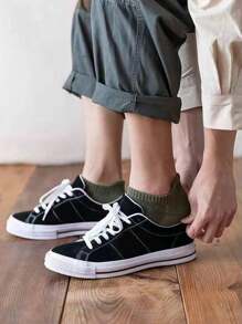 10 Paar Damen vielseitige Farbblock Ohrschlaufen atmungsaktive Knöchelsocken