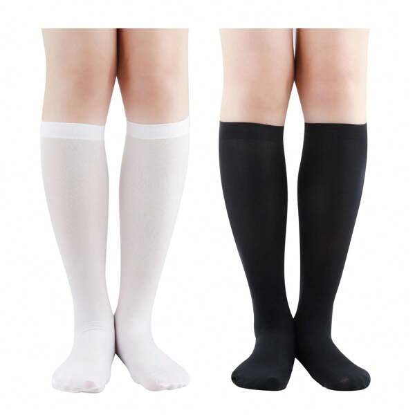 1/2/3 paires de chaussettes mi-mollet ajustées en velours de couleur unie pour femmes, chaussettes mi-tube confortables, chaussettes affinantes pour les jambes, chaussettes décoratives, style JK écolière, chaussettes de sport d'extérieur longues, convenant pour le port quotidien toute l'année