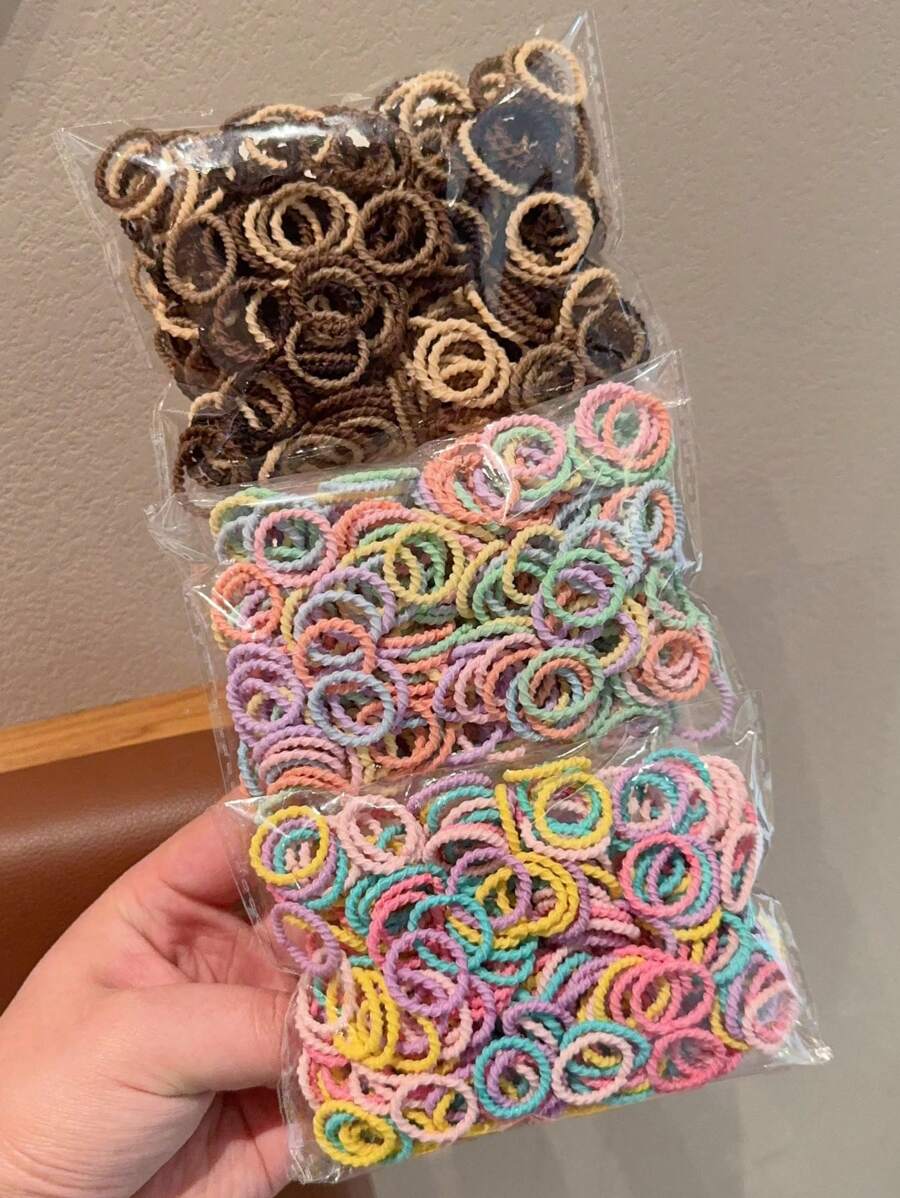300 Pcs/Bag Children Cute Cartoon Elastic Hair Bands Baby Girls Lovely Srunchies Rubber Bands Kid Hair Accessories Set,Bag Only Show,OPP Bag Packing