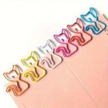 20/40/80pcs Set Of 7-Color Mixed Cat Shaped Paper Clips - Durable Metal Office Supplies