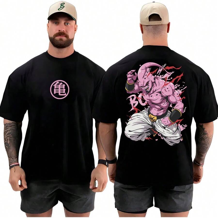 Majin Boo Streetwear 100% Premium Cotton T-Shirt Lightweight Comfortable Top For Gym Bodybuilding Everyday - màu đen - Xem 1