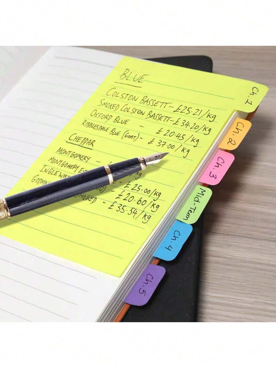 1pc Index Divider Sticky Notes, Labeled Self-Adhesive Line Notes, 60 Sheets Lined Notes, Mixed Neon Colors, Random Color