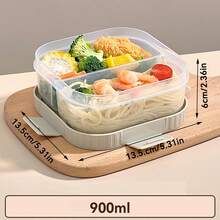 1pc Transparent Plastic Divided Lunch Box With Handle, Portable Leak Proof Bento Box With Compartment, Microwave Fruit Salad Food Storage Container Lunch Container, Meal Prep Box For StudentAdult Use In Home, Office, Camping, Picnic, Back To School - Multicolor - View 15