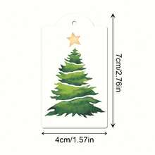 10/60/120pcs Christmas Watercolor Pine Tree & Gold Star Gift Tags - Holiday Hang Tags For Packaging And Box Decoration, Rustic Style Gift Wrapping | Art Gift Tags | Natural Jute Rope Tags Christmas Holiday Christmas Decor Christmas Pajamas Christmas Gifts Christmas Decoration - Multicolor - View 4