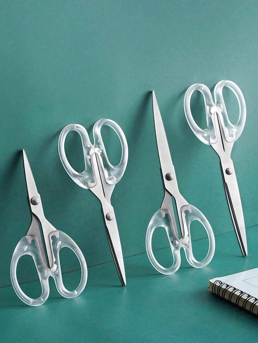 3 Sizes Available Clear Stainless Steel Scissors, Simple Multipurpose Art Scissors For Office, School, And Home Back To School