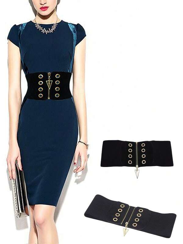 Ceinture élastique noire avec taille en plastique et large taille convenant aux robes et jupes habillées