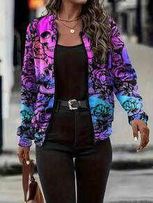 Áo khoác thời trang cá nhân cỡ lớn, Thu/Đông - Màu tím - Xem 1