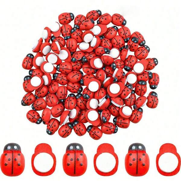 3/10/20/30/50pcs Red Wooden Ladybugs Realistic Ladybug Insect Miniature Sample Model Plants Magnets Tiny Ladybug Funny Potted Plant For Crafts DIY Self-Adhesive Mini Ladybugs Tiny Ladybug Decoration For Craft Scrapbooking Micro Landscape Party Home Garden Decor Flatback Wood Ladybugs Embellishments