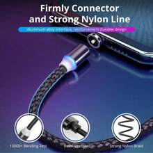 3-In-1 Magnetic Braided Nylon Data Cable, Durable Fast Charging USB Cable (Includes Type-C + Lightning + Micro USB), Compatible With IPhone 17 16 15 14 13 12 Pro Max / / / / Universal - Black - View 9