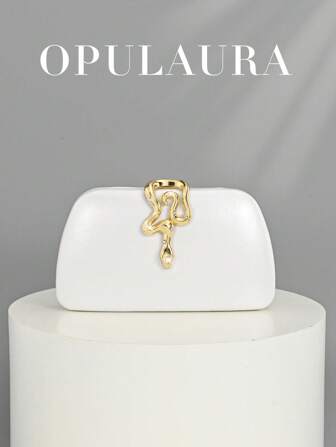 OpulAura Dam Retro Mode Kuvertväska i Sammet, Ormspänne Design, Europeisk & Amerikansk Stil, Lyxig Minimalistisk Boxformad Handväska, Lämplig För Bröllop, Galor, Formella Tillfällen, Fester, Handhållen, Axelrem, Högkvalitativ Kedjerem