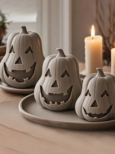Molde de silicone para vela de aromaterapia de abóbora de Halloween, 1 peça | Adequado para artesanato em gesso de resina e enfeites de mesa | Decoração de caixa de presente