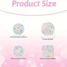 20pcs 15mm Shiny Multicolor Confetti Silicone Beads - Transparent Glitter Multicolor, Suitable For DIY Keychain, Bracelet And Jewelry Making