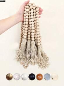 1 pezzo Ghirlanda di perle in stile fattoria con nappine, 76/99/132 cm, perle di legno, decorazione rustica boho per matrimoni, accessori essenziali per feste e docce nuziali, centrotavola, ghirlanda stagionale per porta/Pasqua/primavera, accessori per la casa (camera da letto/soggiorno/parete del giardino, regalo per insegnanti/migliori amici/inaugurazione casa)