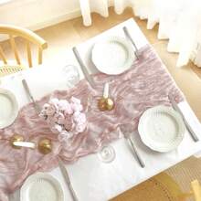 1/2/5/10 Pcs 90*180cm/90*300cm Romantic Sheer Table Runner, Suitable For Wedding Decoration, Bridal Shower, Birthday Party, Chair Sash, And Wedding Arch