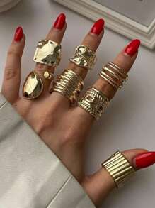 51/34/15/3pcs Vintage, Boho, Minimalist Elegant Retro Design Layered Rings Set, Flower, Bow, Pearl, Twisted, Heart, Rhinestone, Leaf, Moon, Star, Eye, Geometric, Cross, Chunky Rings, Suitable For Holiday, Party, Date, Gift, Daily Wear (Random Delivery)