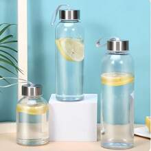 1 pieza Botella de agua portátil de plástico de 300ML/400ML/500ML, botella de bebida minimalista transparente, adecuada para el trabajo y los viajes, para exteriores, camping