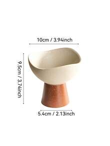 1 كوب آيس كريم سيراميك سميك ذو قاعدة خشبية عالية بطراز رجعي، وعاء حلوى عالي الجودة مناسب للزبادي والشوفان والمشروبات الحليبية والفواكه، مناسب للمنزل والمطعم والتجمعات الخارجية وحفلات عيد الميلاد والمناسبات