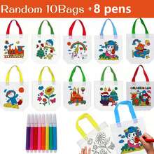 12/6 件随机无纺布礼品袋，带永久性记号笔 - 可重复使用的艺术派对礼品袋，迷你无纺布手提袋，用于礼品和存储，礼品包装存储 - 彩色 - 查看 2