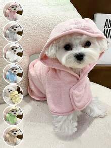 1 Piece Hooded Pet Bathrobe, Available In Multiple Sizes And Colors, Pet Towels, Dog Towels, Cat Towels, Super Absorbent And Quick Dry Towels For All Pets, Dogs And Cats, Large Dog And Cat Drying Towels, Adjustable Pet Bath Robes, And Dog Dryer For Dogs And Cats, Pet Supplies - Multicolor - View 2
