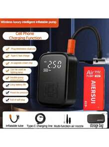 Mini Portable Car Air Compressor, 150PSI Tire Pressure Monitor, With LED Light, Compact High-Power Smart Electric Tire Inflator Pump For Motorcycle, Bicycle, Car, Balls (Note: Wired Version Does Not Include Battery, Only Supports Car Cigarette Lighter Power Supply, Please Purchase Carefully). 7.4V 2000mAh Lithium-Ion Battery - Black - View 19