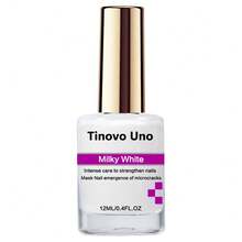 Tinovo Uno Milk White Nail Strengthener 12ml, Long-Lasting Shine Natural Quick Dry, Milky White For Healthy Nails