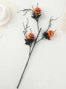1 قطعة/4 قطع من باقة أوراق القيقب السوداء والقرع لعيد الهالوين، مصنوعة من مواد بلاستيكية، بطراز جوتيك بارتفاع 21 بوصة، سيقان قرع اصطناعية، أوراق القيقب وأغصان الهالوين للديكور الداخلي، قرع شبحي أسود ومراكز توت للديكور المنزلي وحفلات الاحتفال