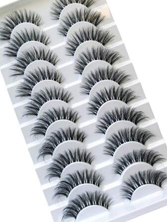 10 Pairs Natural - Look False Eyelashes Strips | Handmade Faux Mink Lashes With Clear Band, Ultra - Thin & Lightweight For No Makeup - Friendly Wear, Reusable & Cruelty - Free, Perfect For Women's Daily Life, Work & Casual Makeup Looks Strip Lashes, Lashes, Eyelashes, Fake Lashes